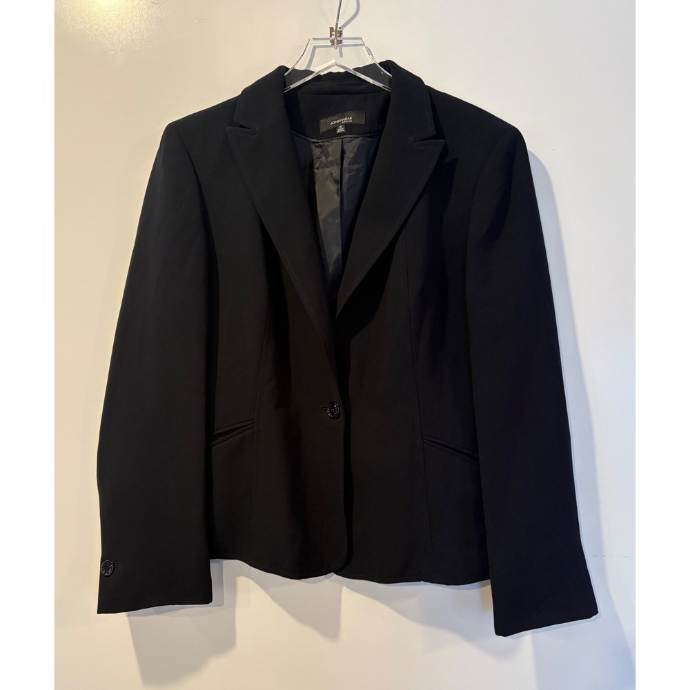 Jones Wear Essentials Black One Button Blazer Career Jacket Womens‎ Size 16